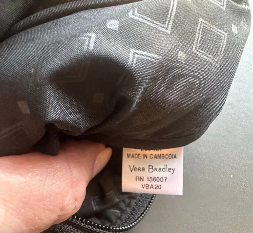 Vera Bradley Black quilted make up bag